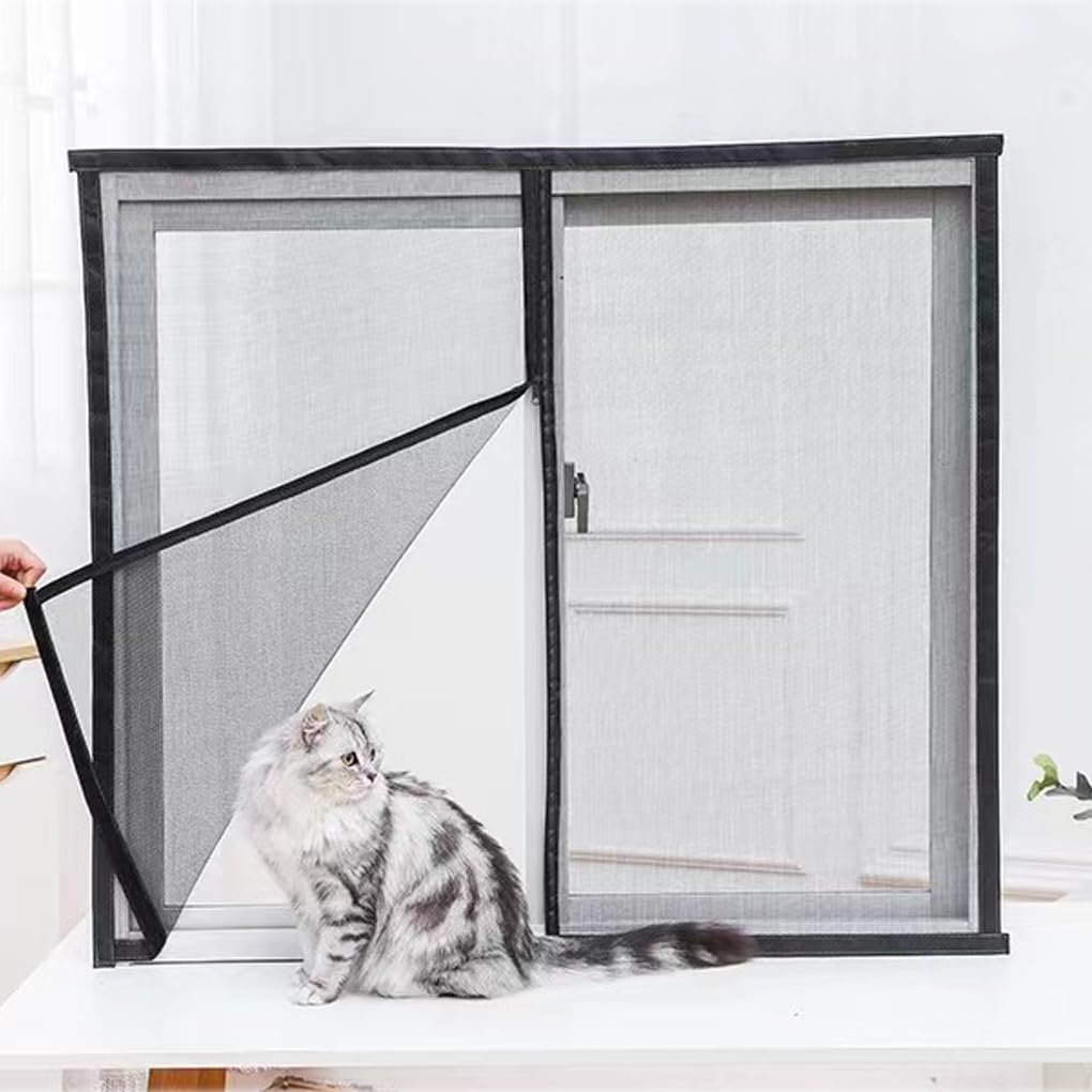 Red de seguridad para ventana de gato de tamaño personalizado, redes de protección a prueba de mascotas para gatos, mosquitera antiinsectos, malla a prueba de mosquitos (con cremallera)