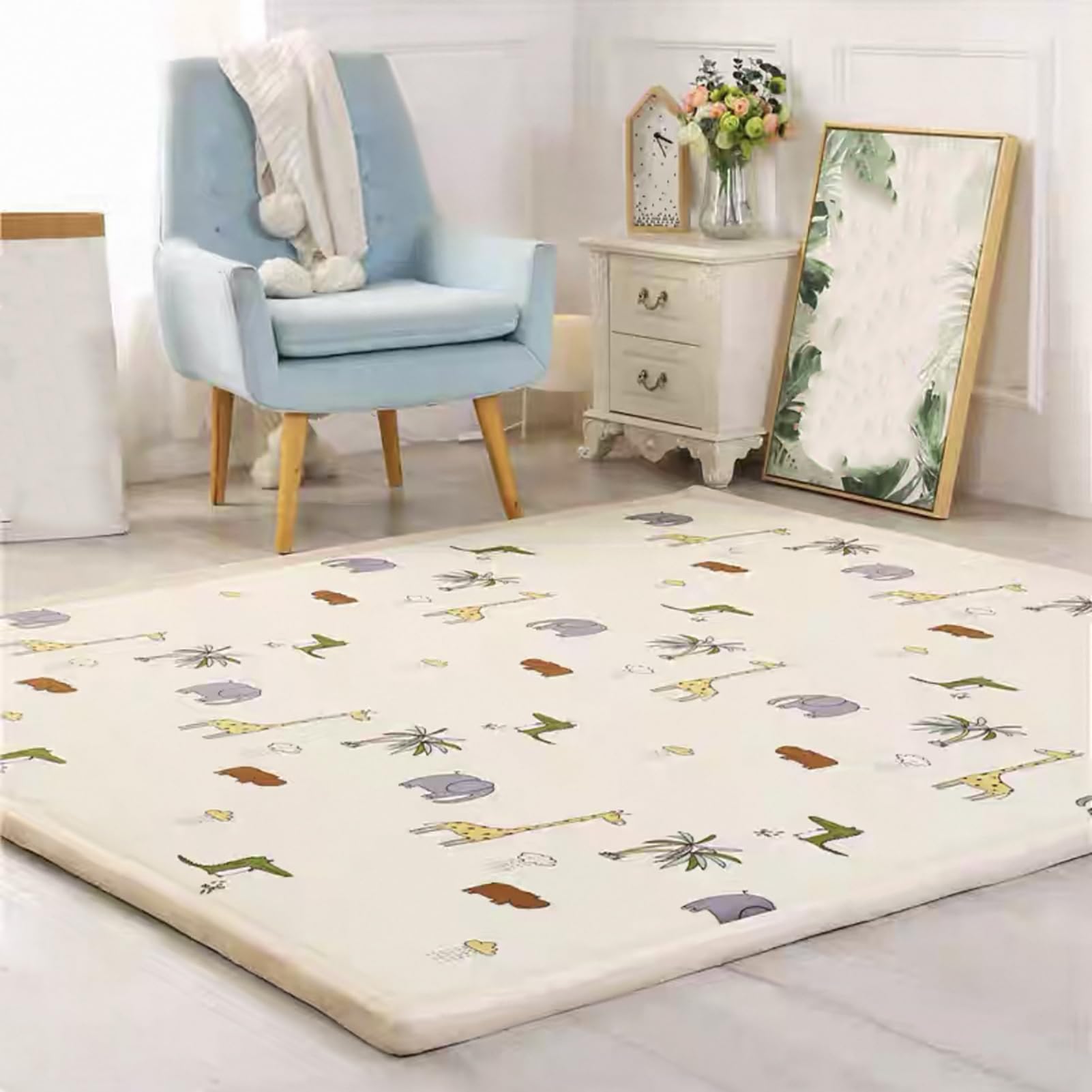 Krabbelmatte Baby Faltbar Spielmatte Baby Faltbar Kindermatte 200 x 300 cm, Krabbelmatte Baby Teppich Babymatte, 2cm Faltbar & Rutschfest für Innen und Außen, Große Spielmatte für Kinder und Babys