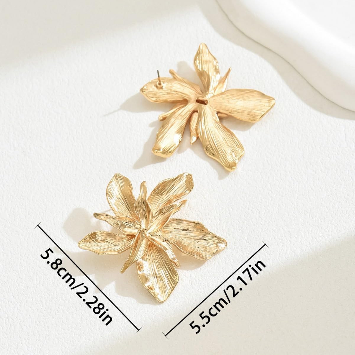 14K Gold Plated Flower Earrings for Women Flower Stud Earring Bohemian Hawaiian Statement Earring Hypoallergenic Cute Chunky Floral Petal Studs Boho Earring Trendy Jewelry Gift for Women - Image 4