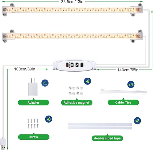 Miniatura 8 de Tiras de luz LED de crecimiento, luces de crecimiento para plantas de interior de espectro completo 3000K, 96 luces LED para plantas con
