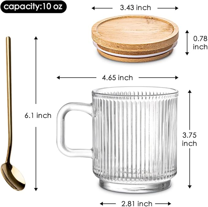 The standout feature of these 11oz glass coffee cups is their sophisticated ribbed design on the outer surface. But the design isn't just about aesthetics; it also ensures a comfortable grip for seamless sipping. Additionally, the clear glass lets you admire the beautiful color and texture of your coffee, enhancing the overall drinking experience.