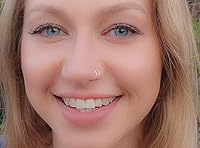 Vista 14 de Black Double Nose Ring - Tiny 20 Gauge Black Silver Spiral Nose Hoop - 925 Black Sterling Silver Double Nose Piercing For Women