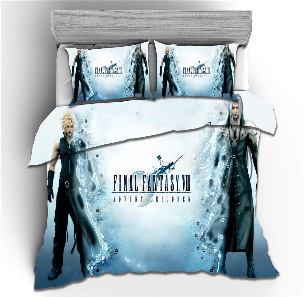 Nichiyo 1 Final Fantasy Bedding Set - Duvet Cover And Pillow Case, Microfibre, 3D Digital Print, Three-Piece Bedding (Duvet Cover + Pillowcases) (, Super King 220 X 260 Cm)