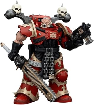 JOYTOY Warhammer 40K World Eaters Khorne Berzerker with Eviscerator Chainsword 118 Scale Action Figure Mecha Joy Toy Collection Model 4.96in