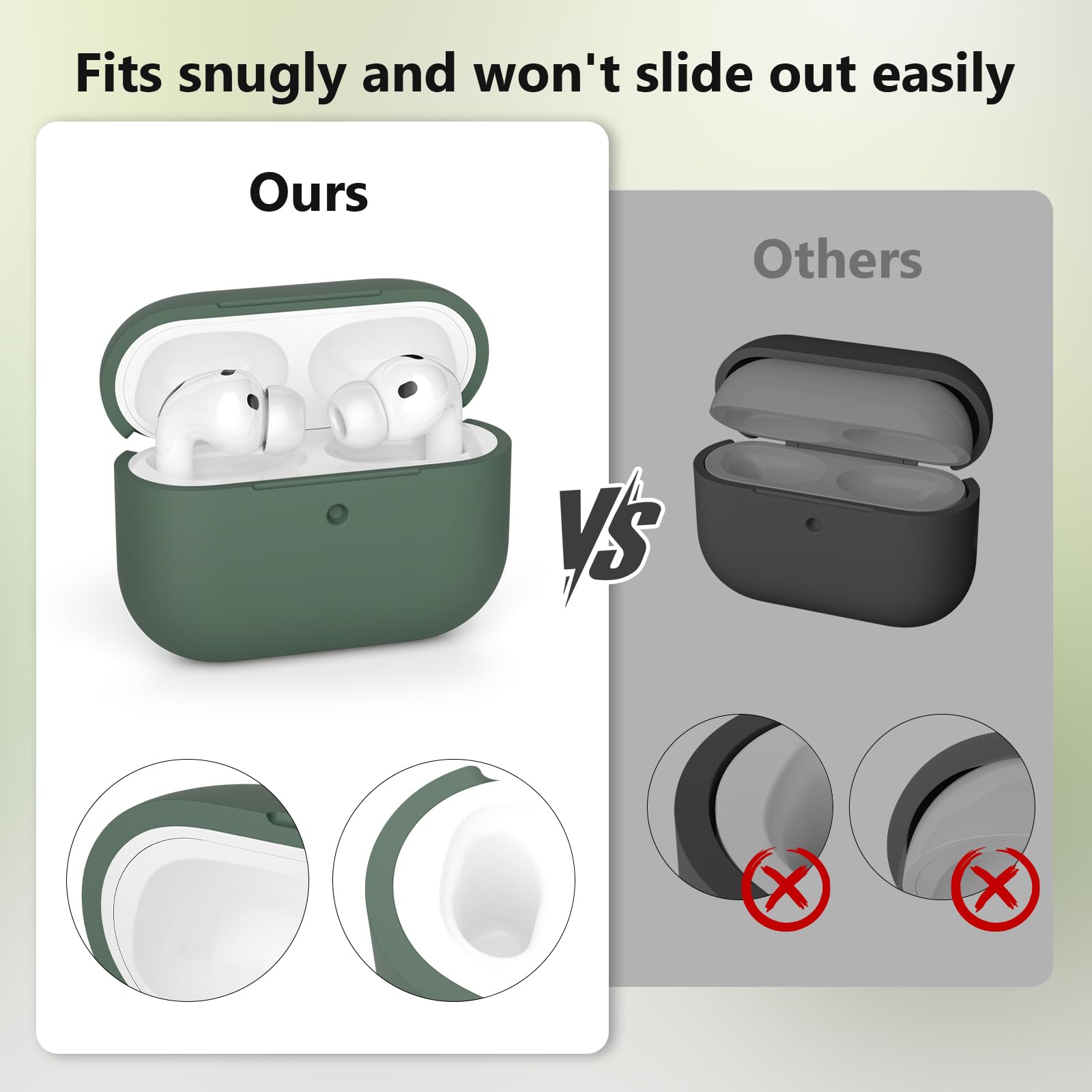 AOTUAO Funda para AirPods Pro 3 (2025) Case Cover, Anti-rasguños Fundas Protectora de Silicona Compatible con Airpods Pro 3.ª Generación con Kit de Limpieza e Lanyard de Silicona, Pine Green — view 5