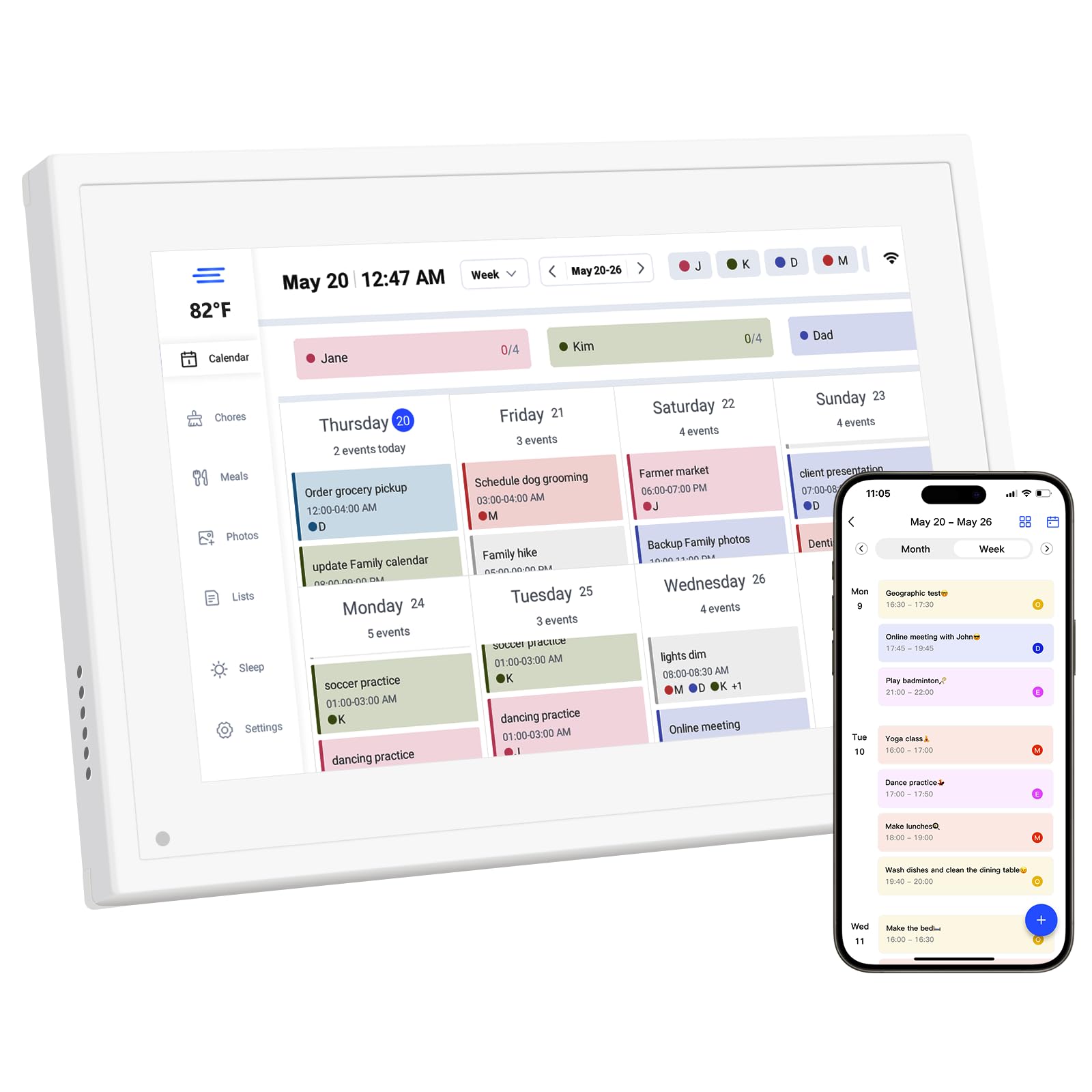Ekasoco 10.1 Inch Digital Calendar,IPS HD Touchscreen Interactive Display,Smart Family Planner,Smart Calendar for Seamless Scheduling,Digital Picture
