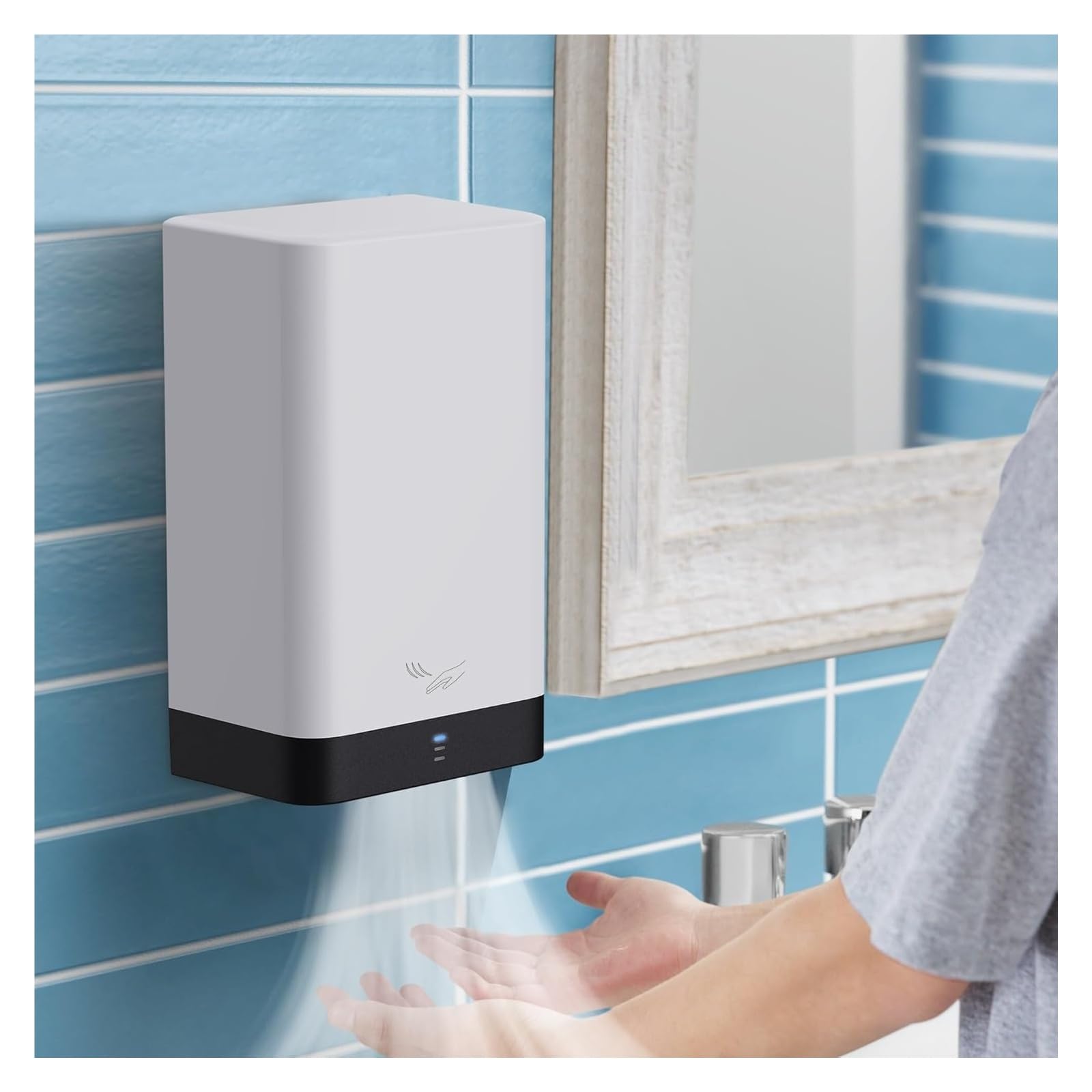 Asciugamani elettrico, montaggio in superficie, design cablato, bianco