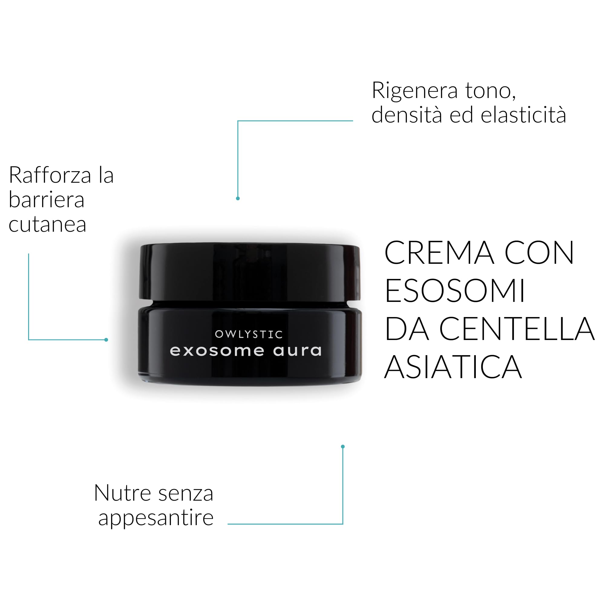 Exosome Aura Cream - Crema Viso Antiage con Esosomi da Centella Asiatica, Acido Ialuronico e Ceramidi per la Skincare Quotidiana - Pelle Tonica e Compatta - 50ml