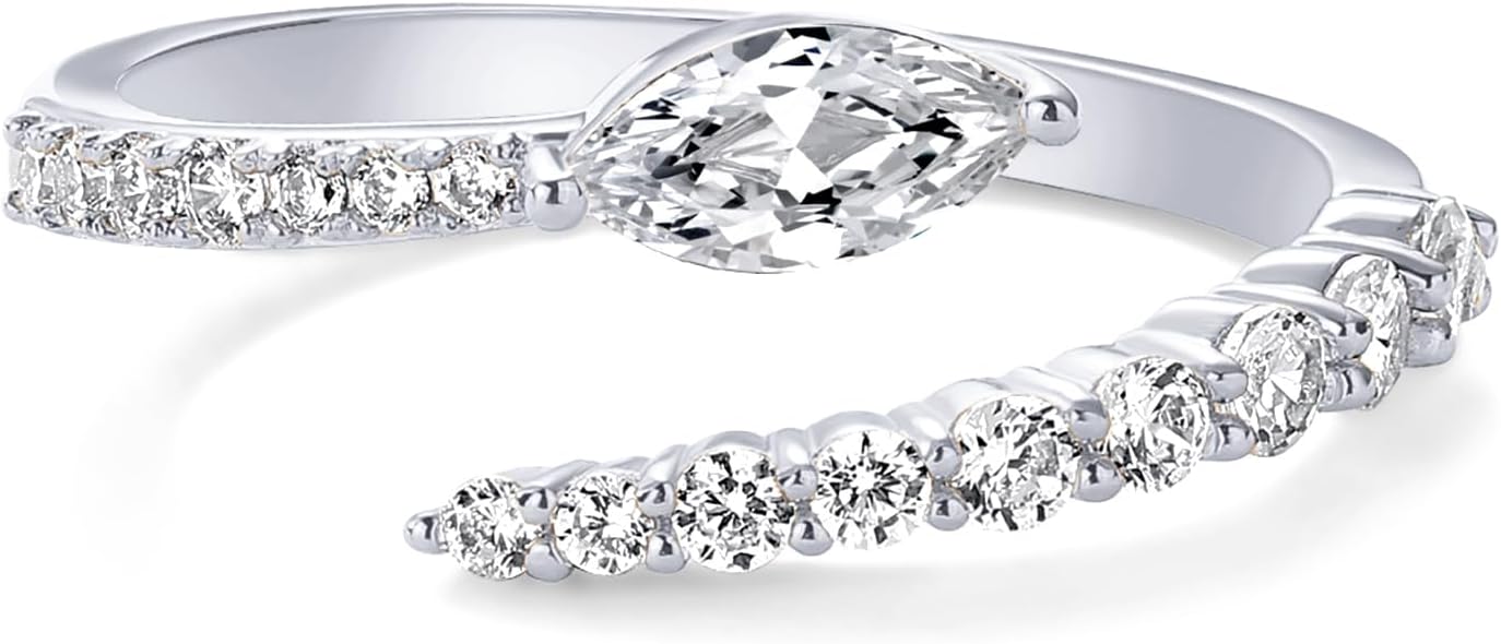 PAVOI 14K Gold Plated Cubic Zirconia Crossover Stackable Ring for Women | Marquise CZ Open Twist Eternity Band - Image 3