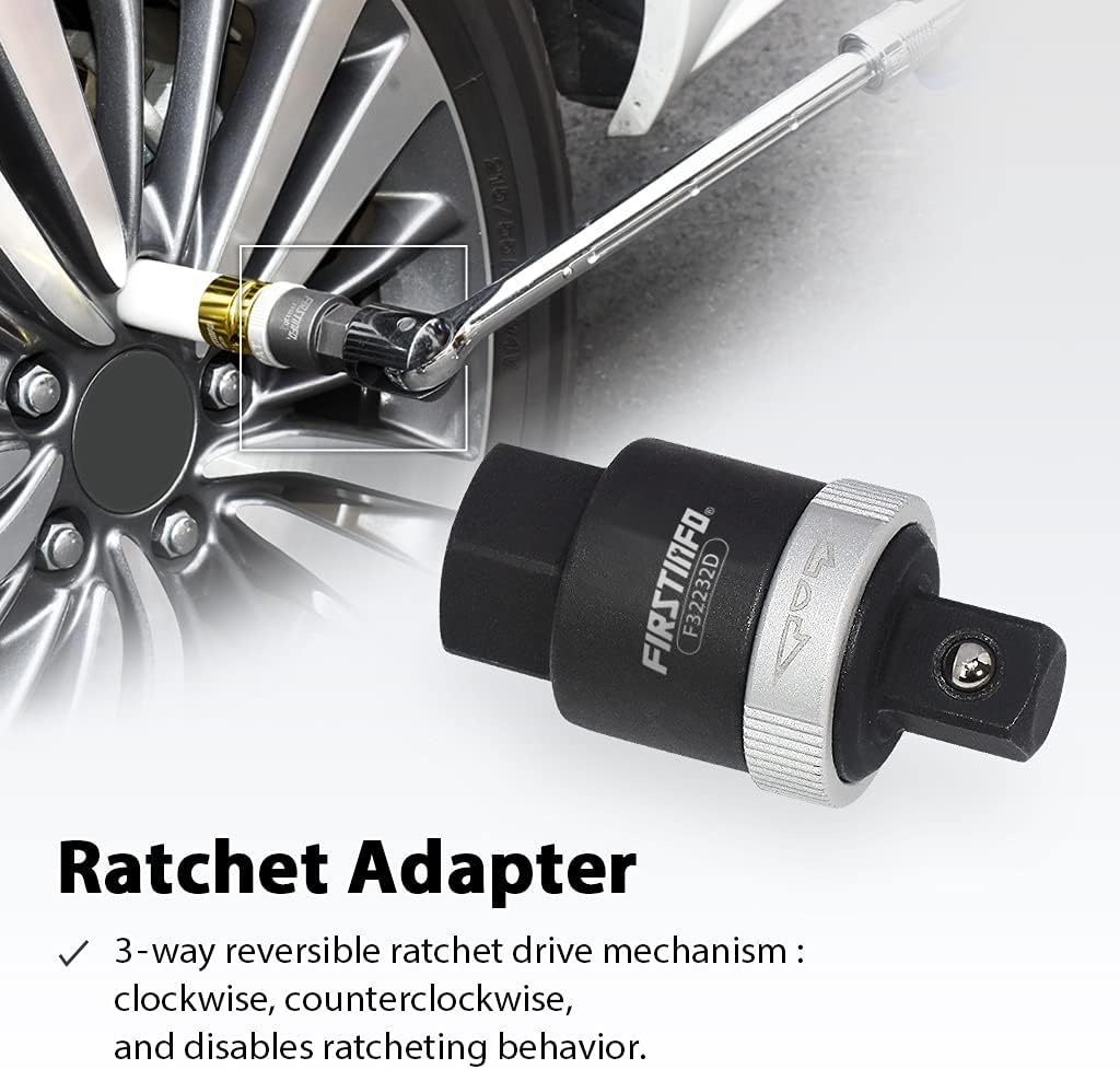 FIRSINFO 1/2 Inch Drive Ratchet Adapter Socket, Converts Breaker Bar or