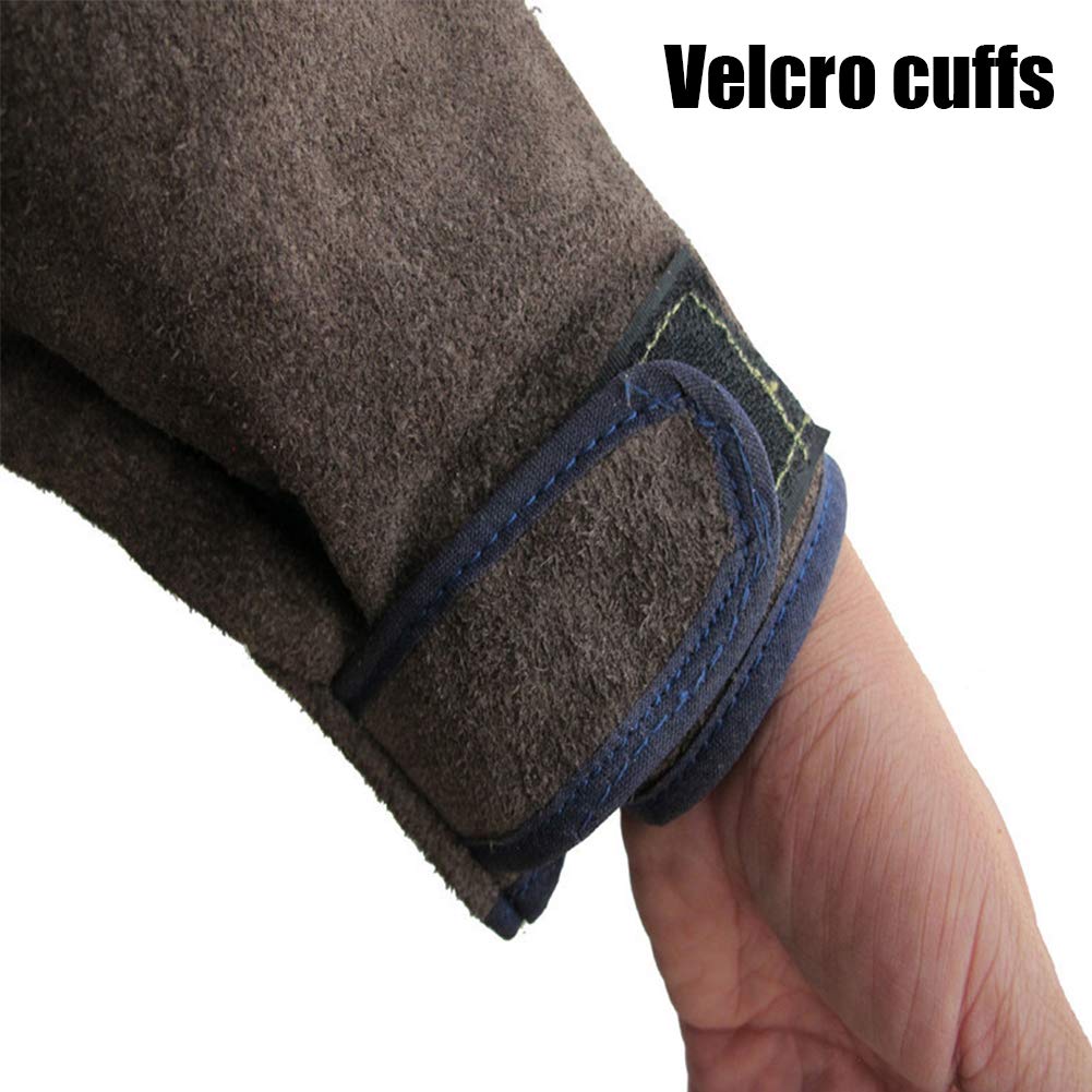Grembiule Saldatore, Camice Da Lavoro, Carbone Pelle Bovina Cucitura A Filo Di Fuoco Velcro Facile Da Indossare E Rimuovere La Fibbia Ridimensionabile,XL