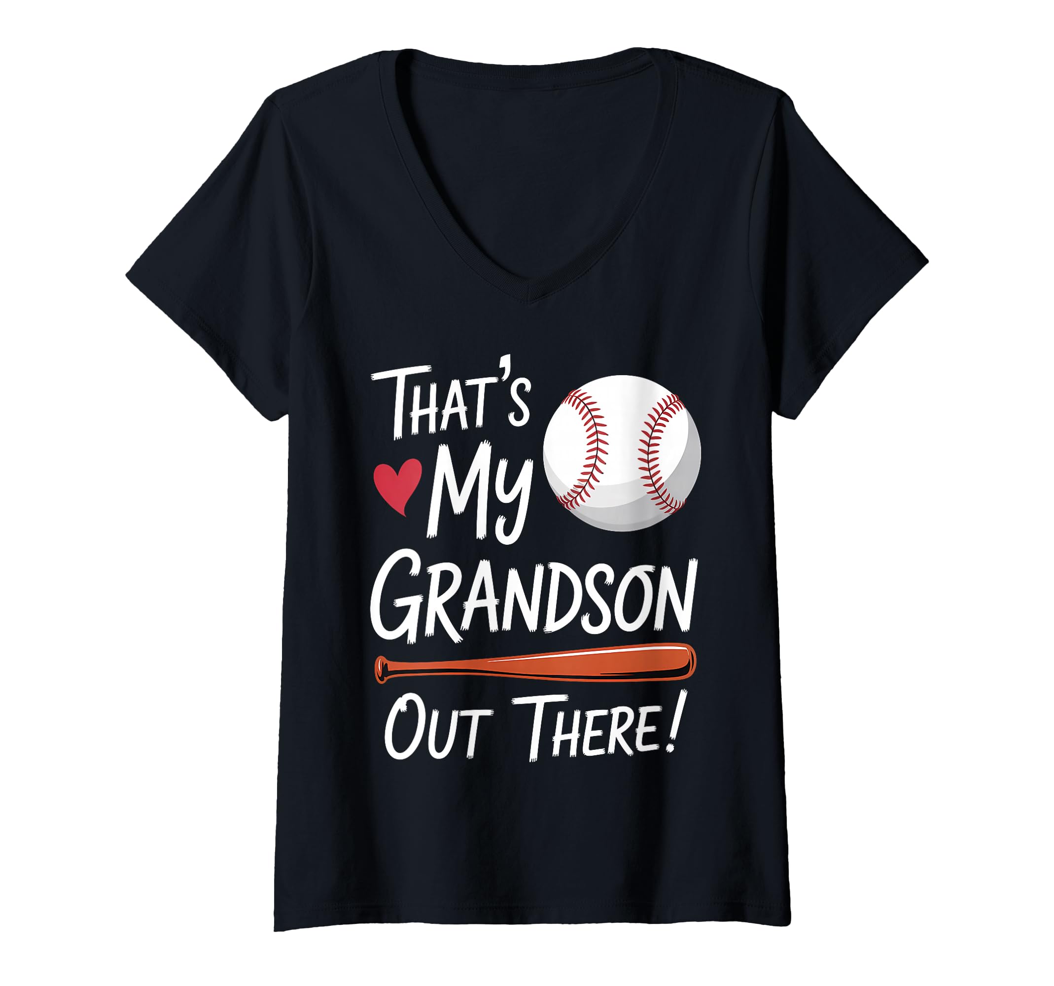 Womens that's my grandson out there baseball grandma and grandson V-Neck T-Shirt