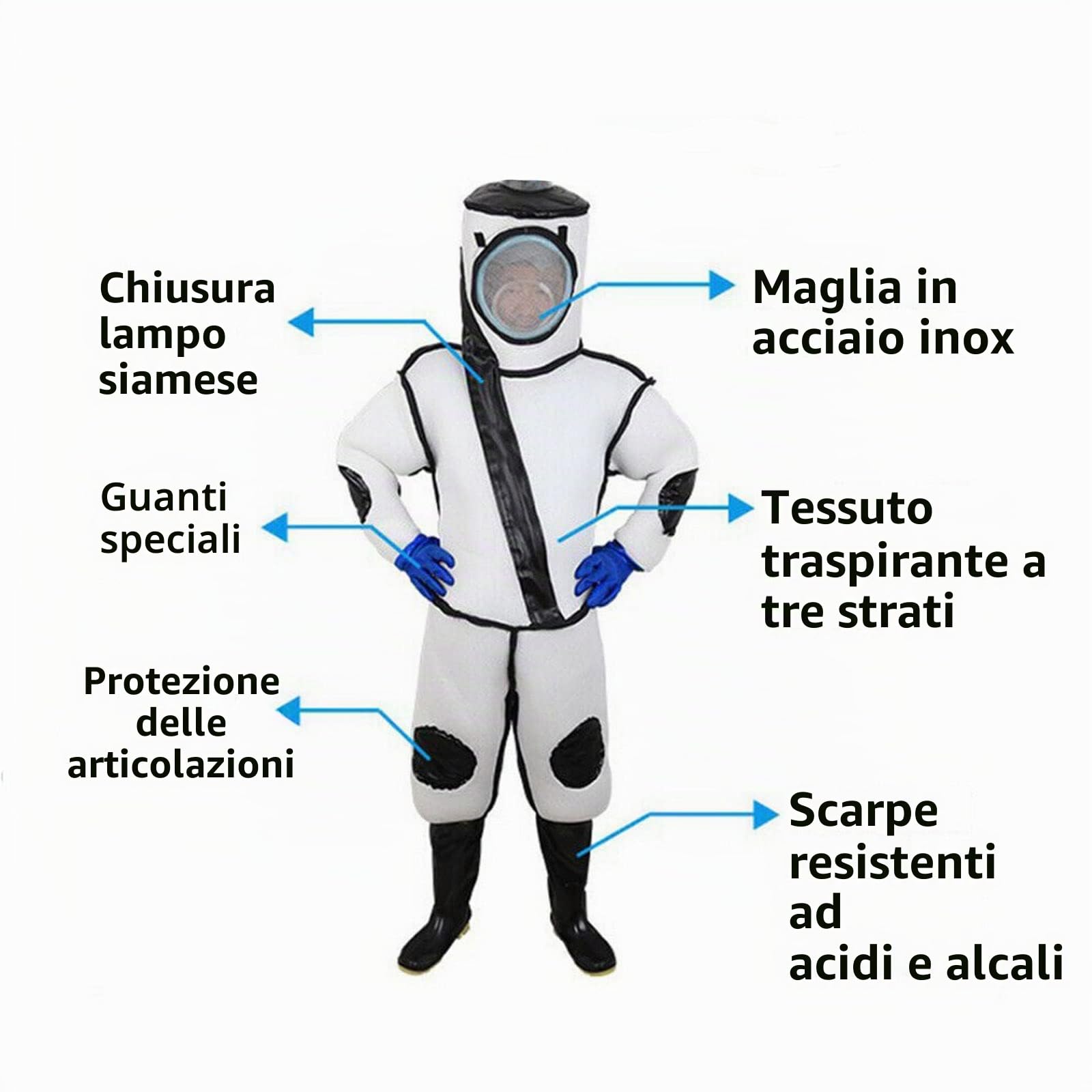 Abbigliamento Anti-Ape vestito di apicoltura Abbigliamento per Apicoltore Tuta per apicoltura bianca ultra ventilata a 3 strati per apicoltore Ultra protezione Apicoltura tuta