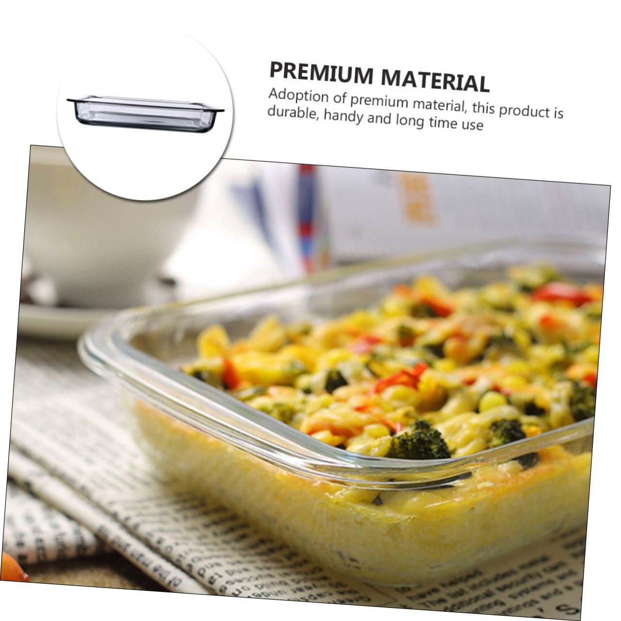 Bandeja de Vidrio Templado Resistente al Calor 2l 1 Pieza | Blanco, Fácil de Limpiar, Apta para Microondas Doméstico, Formato Transparente para Horneado y Uso Diario