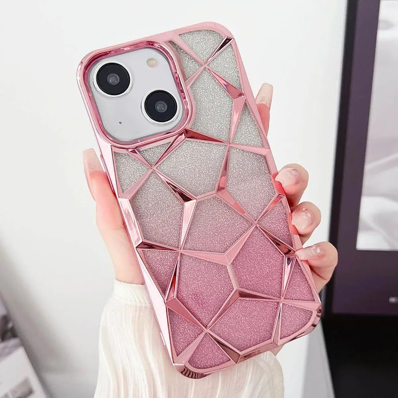 MIDOS Thermoplastic Polyurethane Back Cover Compatible With iPhone 13,Geometric Diamond Shape Cover With Chrome Electroplated Plating Back Cover For iPhone 13 (Rose Gold) (B0CRF4M2DS) Amazon Price History, Amazon Price Tracker