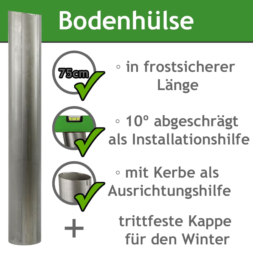 2x Hängematten-Pfosten Ø 101,6mm, 1,95m, wetterfest, bis 200kg (2 Personen)