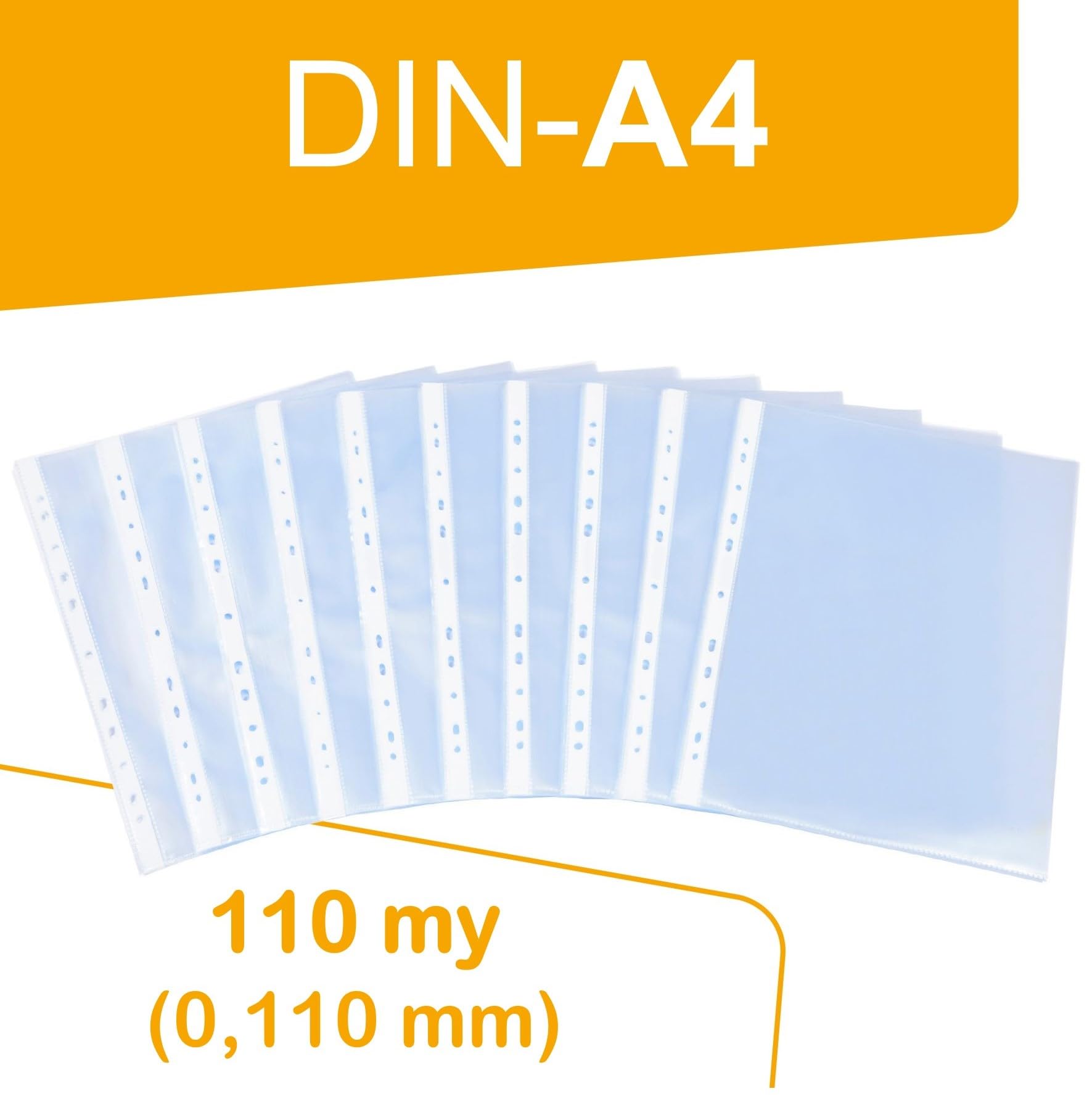 100 Buste Trasparenti A4 Perforate 160µ – Cartelline Con 11 Fori, Apertura Superiore, Extra Spesse, Perfette Per Raccoltori A 2/3/4 Anelli