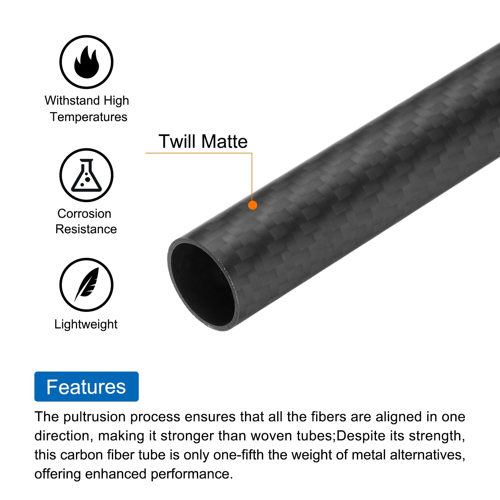 QUARKZMAN 2 Pcs Tube en Fibre de Carbone 16 x 18 x 330mm Surface Mate Tige 3K Enroulée en Rouleau en Carbone Tubage Rond pour Avion RC Multicoptère