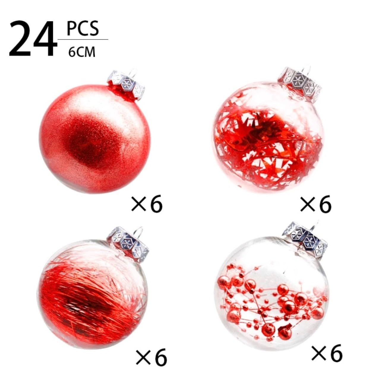 Set de Bolas de Navidad Bolas de Navidad 24 Uds. Bolas De Navidad De 2,36 Pulgadas, Adornos Navideños, Bolas De Navidad Inastillables Para Decoración Para Fiesta De Boda Y Vacaciones Bolas para Arbol