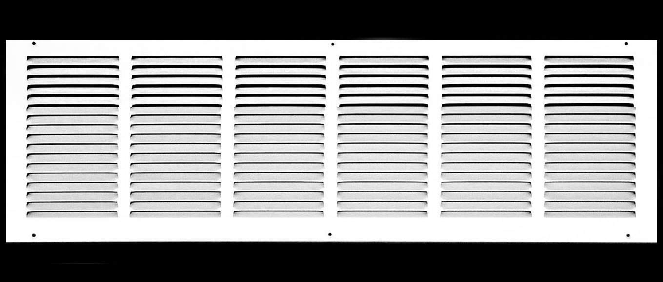 32" x 6" Return Air Grille - Sidewall and Ceiling - HVAC Vent Duct Cover Diffuser - [White] [Outer Dimensions: 33.75w X 7.75"h]