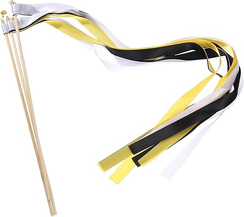 Vista 35 de MECCANIXITY 15 palitos de cinta de boda para fiesta de boda, serpentinas para boda, fiesta, celebración, amarillo