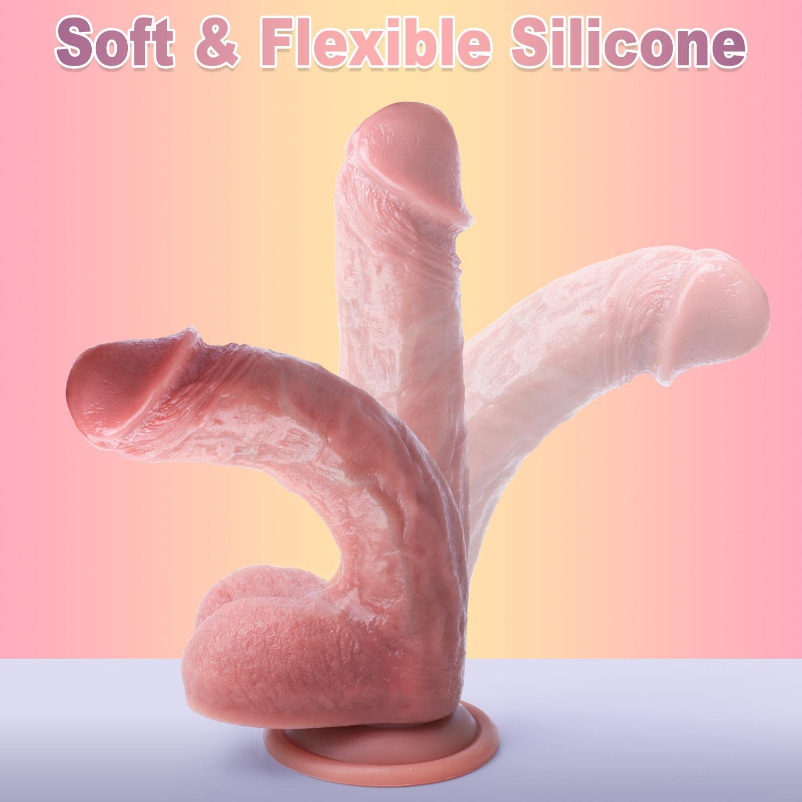 Godemichets Femme Realiste avec Ventouse puissante, Silicone pour Stimulation du Point G Vaginal et Aanal,Gode anale Penis pour Homme,Sex Toys pour Couple,Souple, Réaliste.