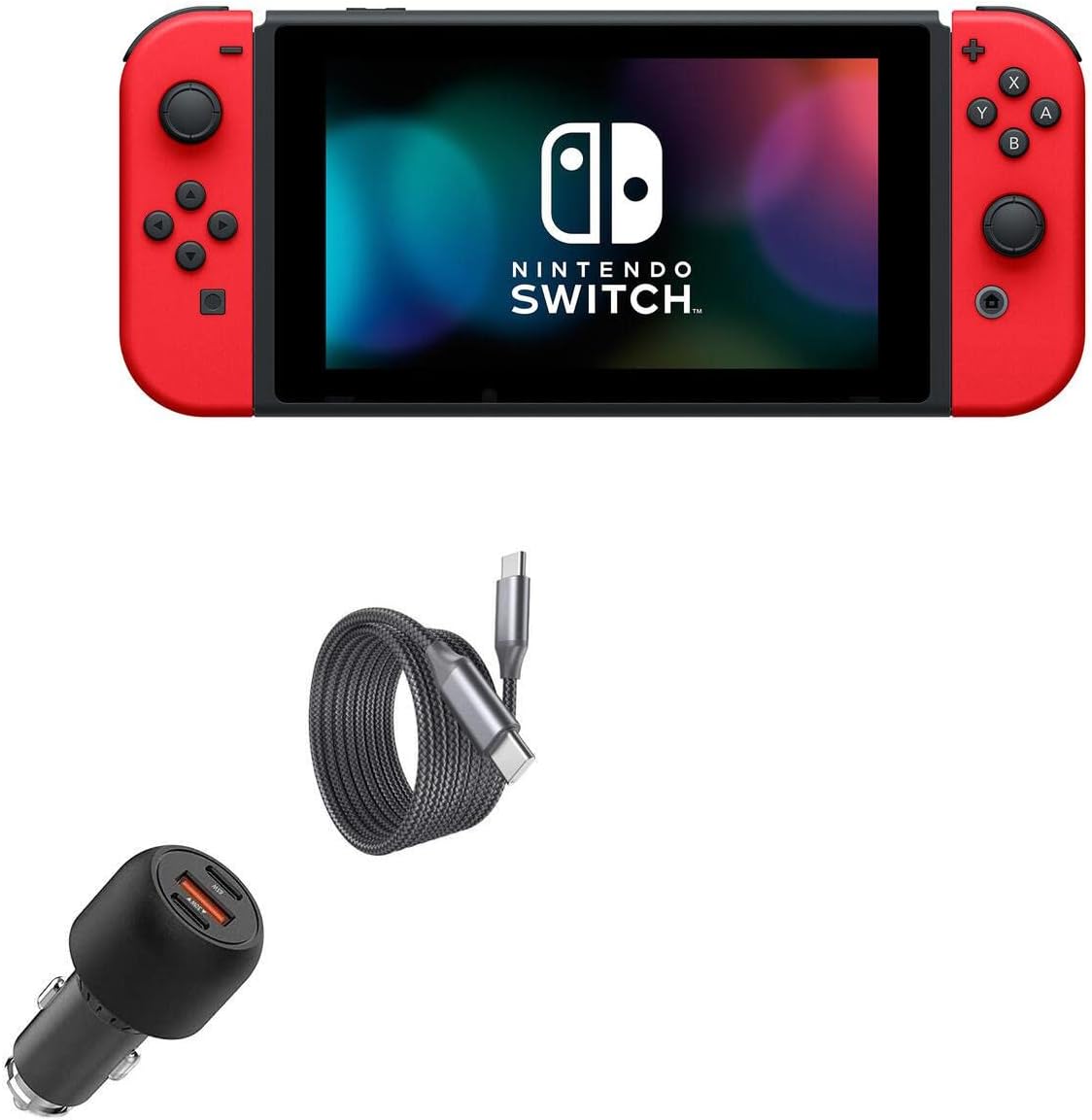 BoxWave Car Charger Compatible with Nintendo Switch - PD Car Charger Bundle (65W), Power Delivery Cable Car Adapter - Jet Black