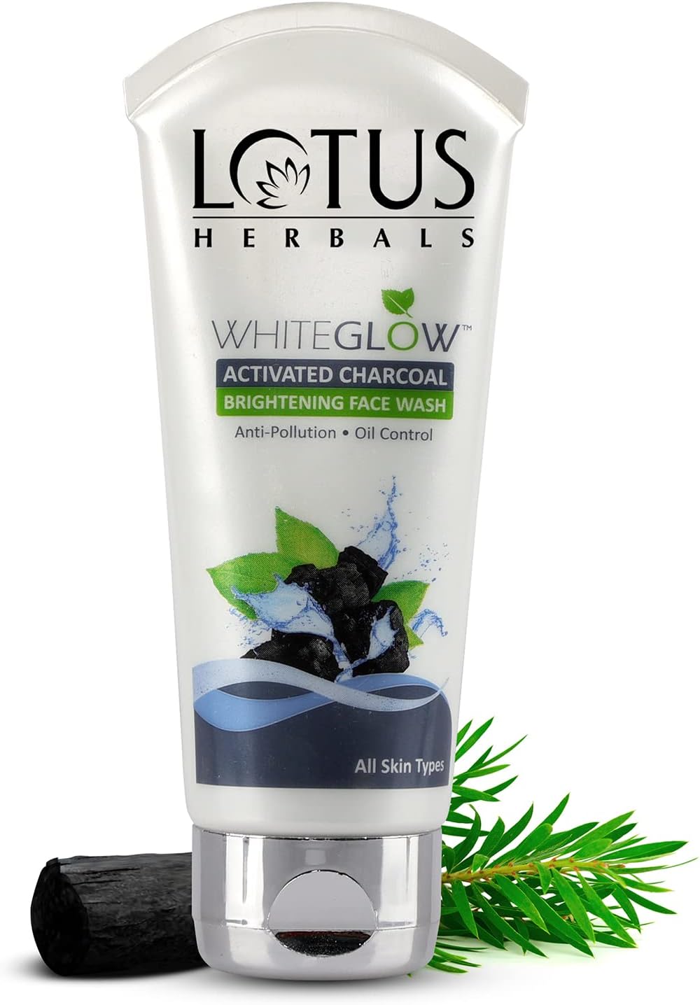 Lotus Herbals WhiteGlow Activated Charcoal Brightening Facewash, Anti Pollution Oil Control, 100g