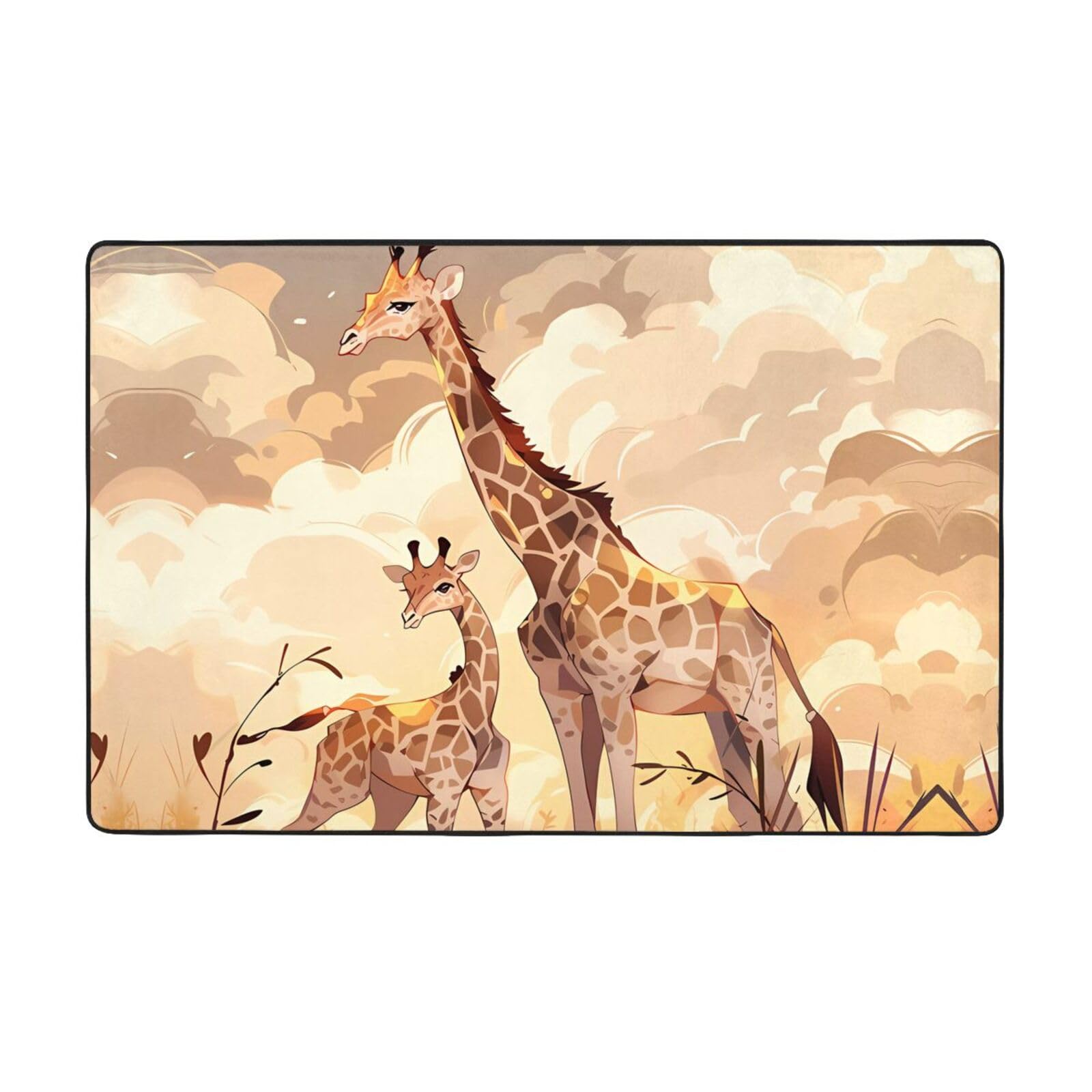 Tapis girafe mère et enfant d'une douceur premium pour sol de bureau