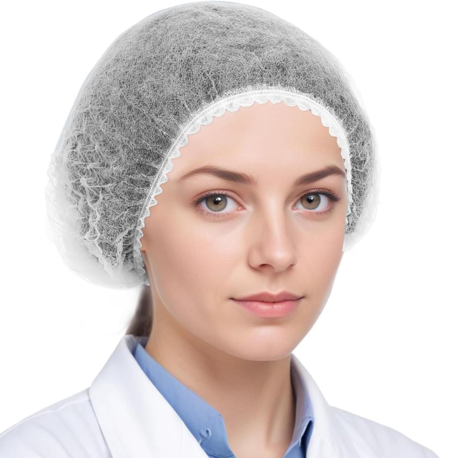 ORILEY Disposable 18 Inch Head Cover 8 GSM Elastic Bouffant Cap Non-Woven Hair Covering Net for Medical Hospital Lab & Restaurants (25 Pc)