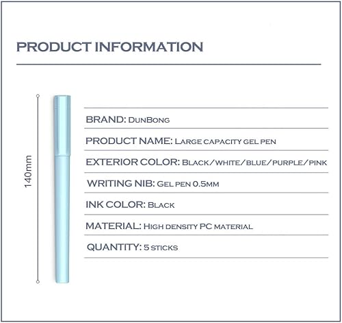 Miniatura 9 de DunBong - Bolígrafos de tinta de gel de tinta negra 0020in 5 unidades