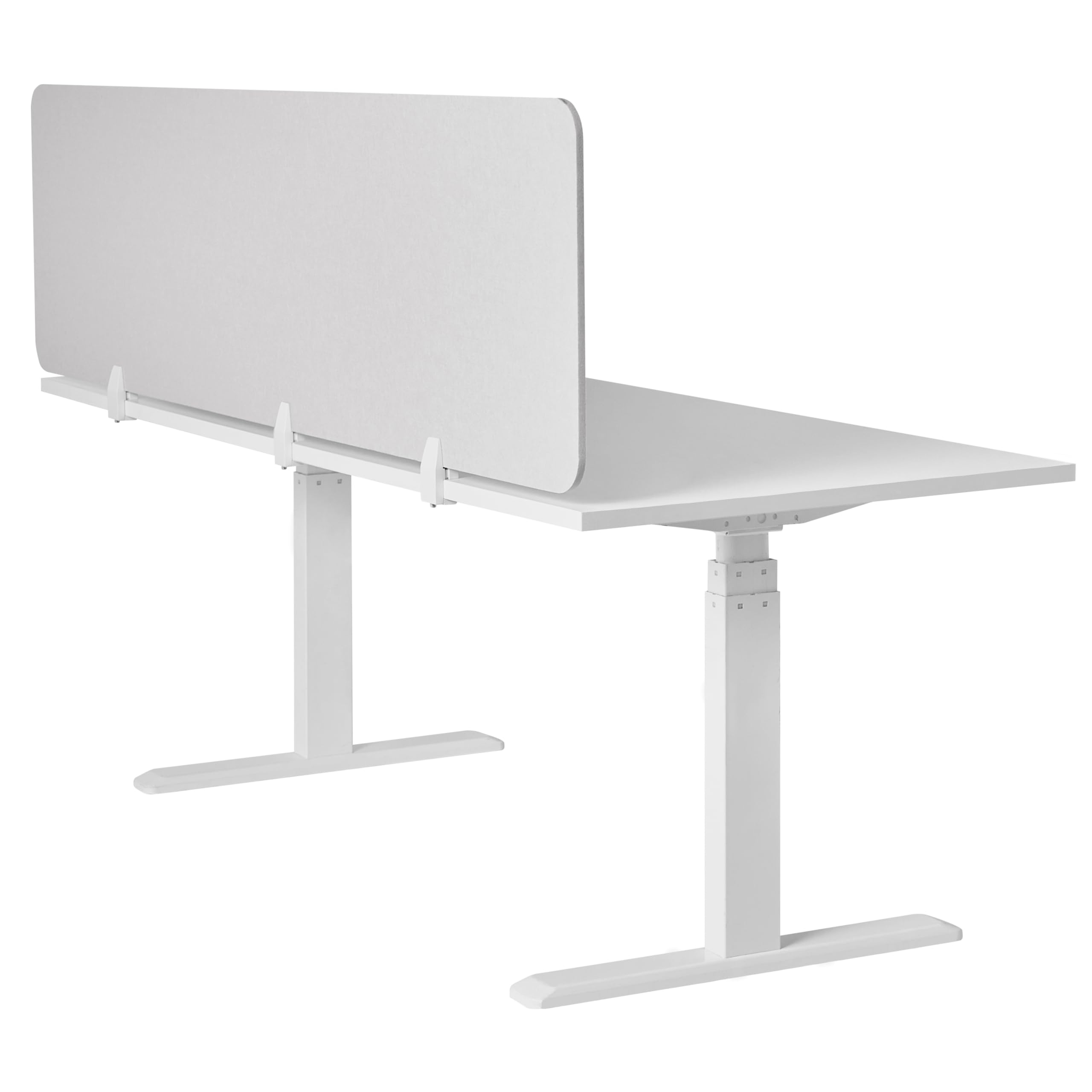 Beliani Schreibtisch Trennwand Akustik Polster cremeweiß 180 x 50 cm Schallschutz Split