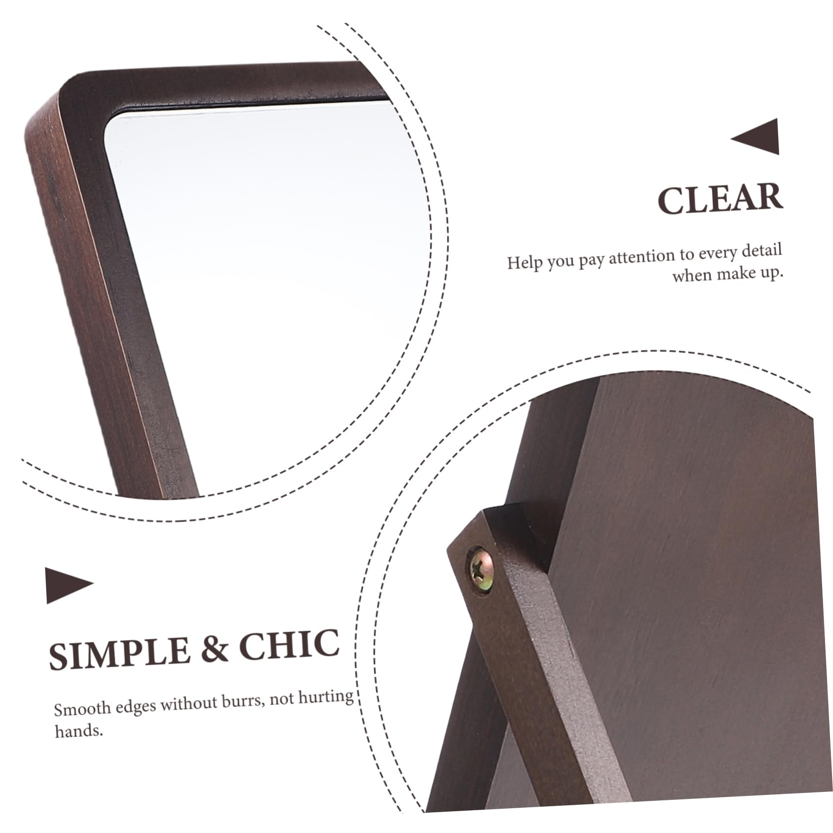 Espejo de Maquillaje de Escritorio de Madera Espejo de Tocador Hogar Plegable para Maquillaje el Dormitorio