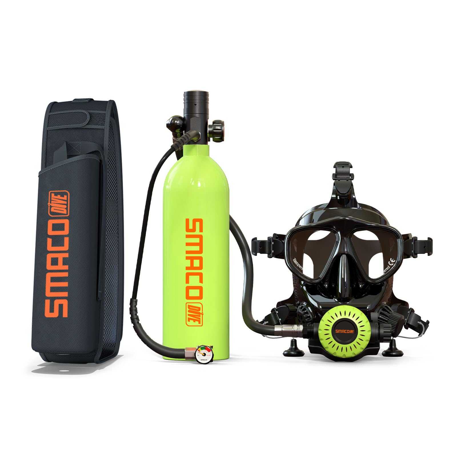 SMACO Mini Scuba Tank with Full Face Diving Mask,Reusable Lung Air Tank Sub Mask S400 Pro 1L Portable Mini Diving Tank Pony Bottle up to 20 Minutes