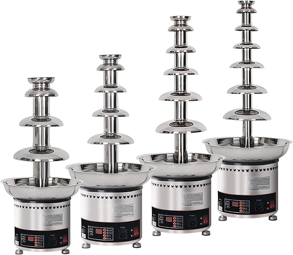 DFEDHF Chocolate Fountain - 4/5/6/7 Layers Stainless Steel Sauce Melting Pot/Chocolate Waterfall Maker for Party Wedding Buffet Equipment (5 Tiers)