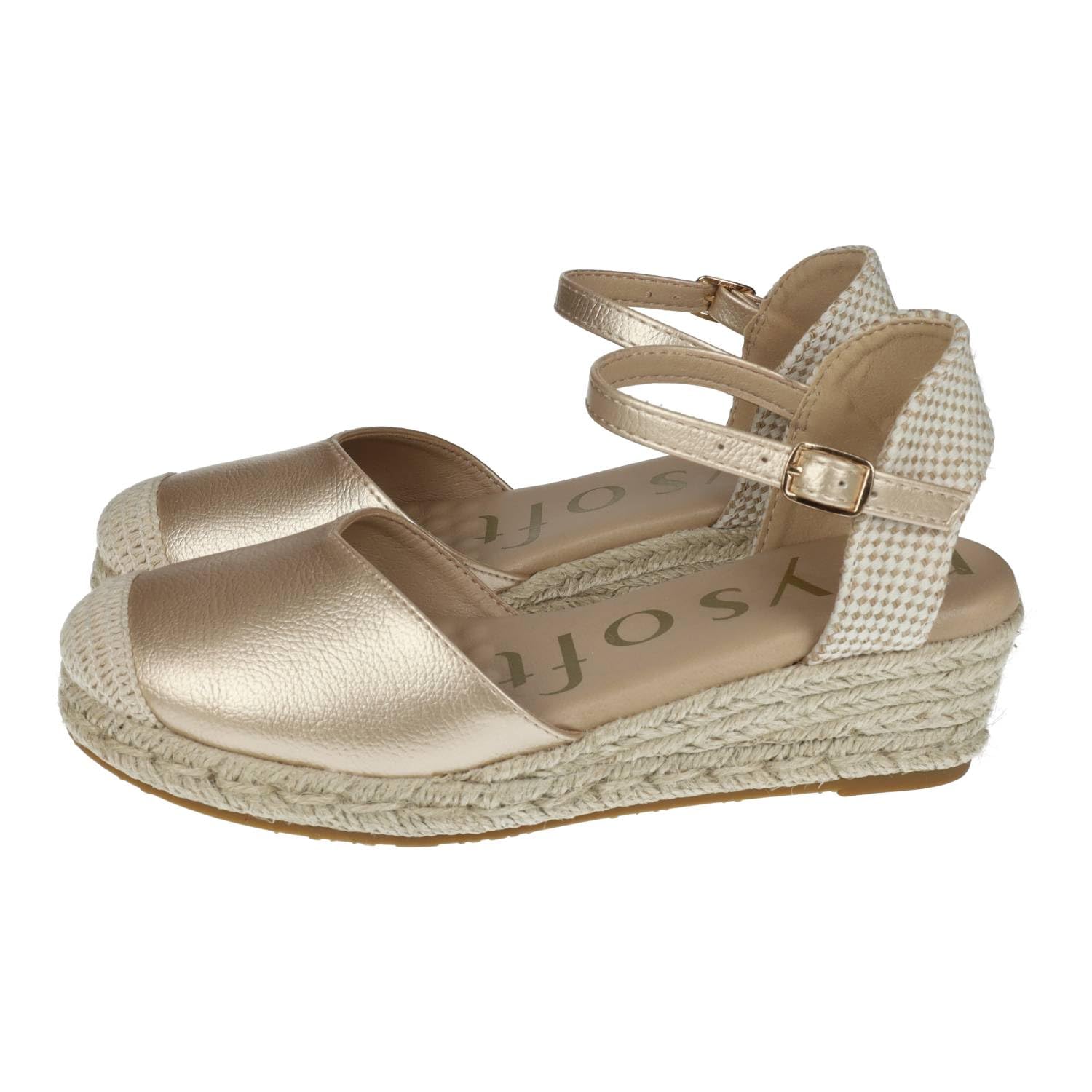 mysoft 25M102 Spartigas a cuneo da donna piattaforma in juta punta chiusa e chiusura con fibbia eleganti e confortevoli da donna Espadrillas