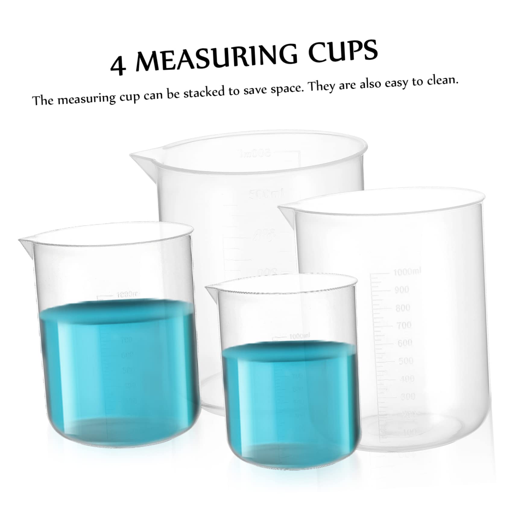 Alipis 12piezas Tazas Medidoras Transparentes Sin Asa Jarras De Plástico Para Medición De Utensilios De Cocina Prácticos y Funcionales