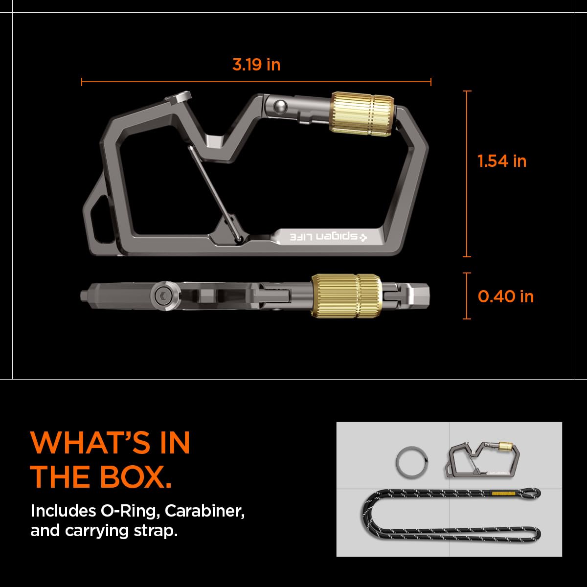 Spigen Life EDC moschettone portachiavi apribottiglie bloccaggio cinghia O-ring