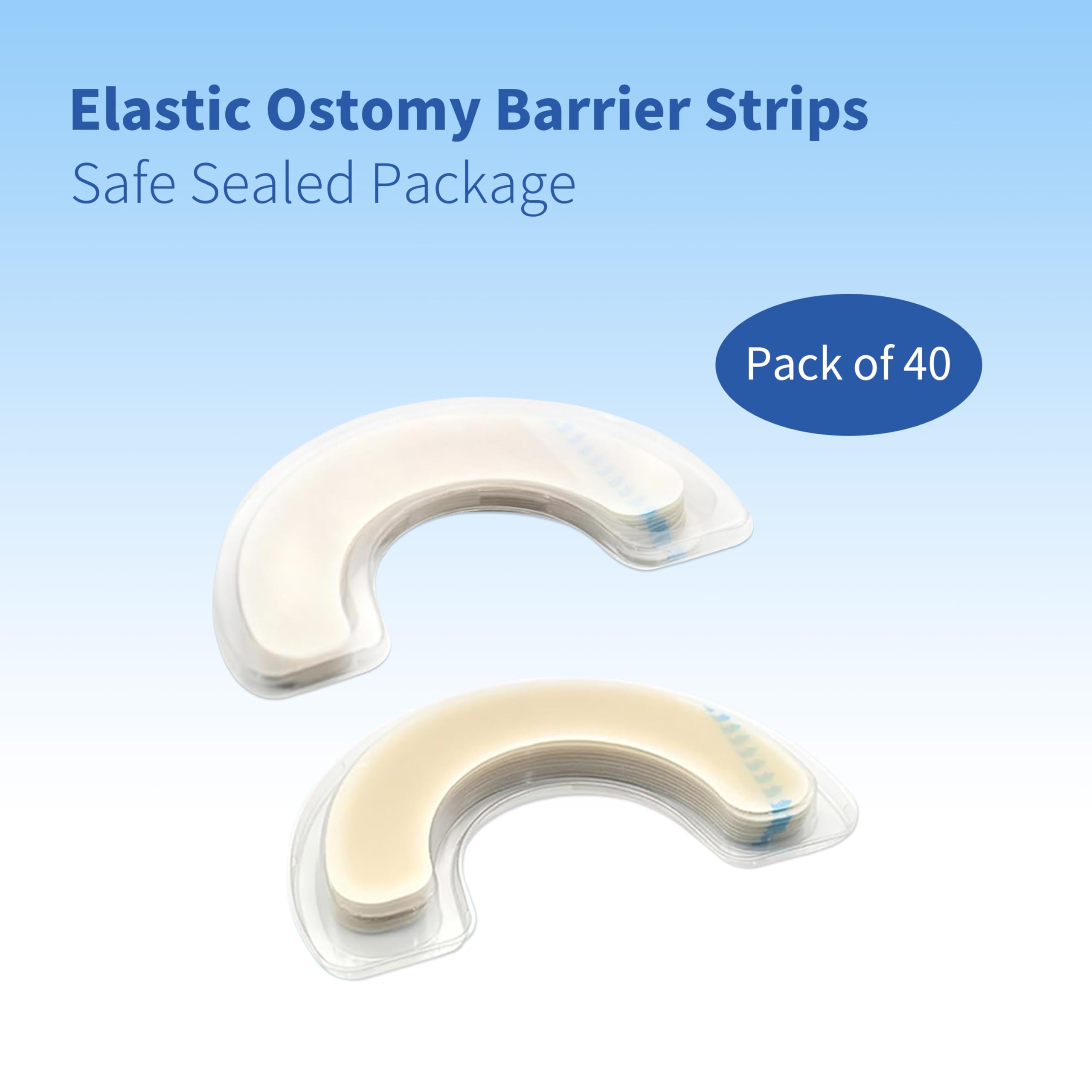 40 tiras elásticas de barrera para ostomía, hidrocoloide de grado médico, impermeable, cinta adhesiva para la piel para bolsas de colostomía