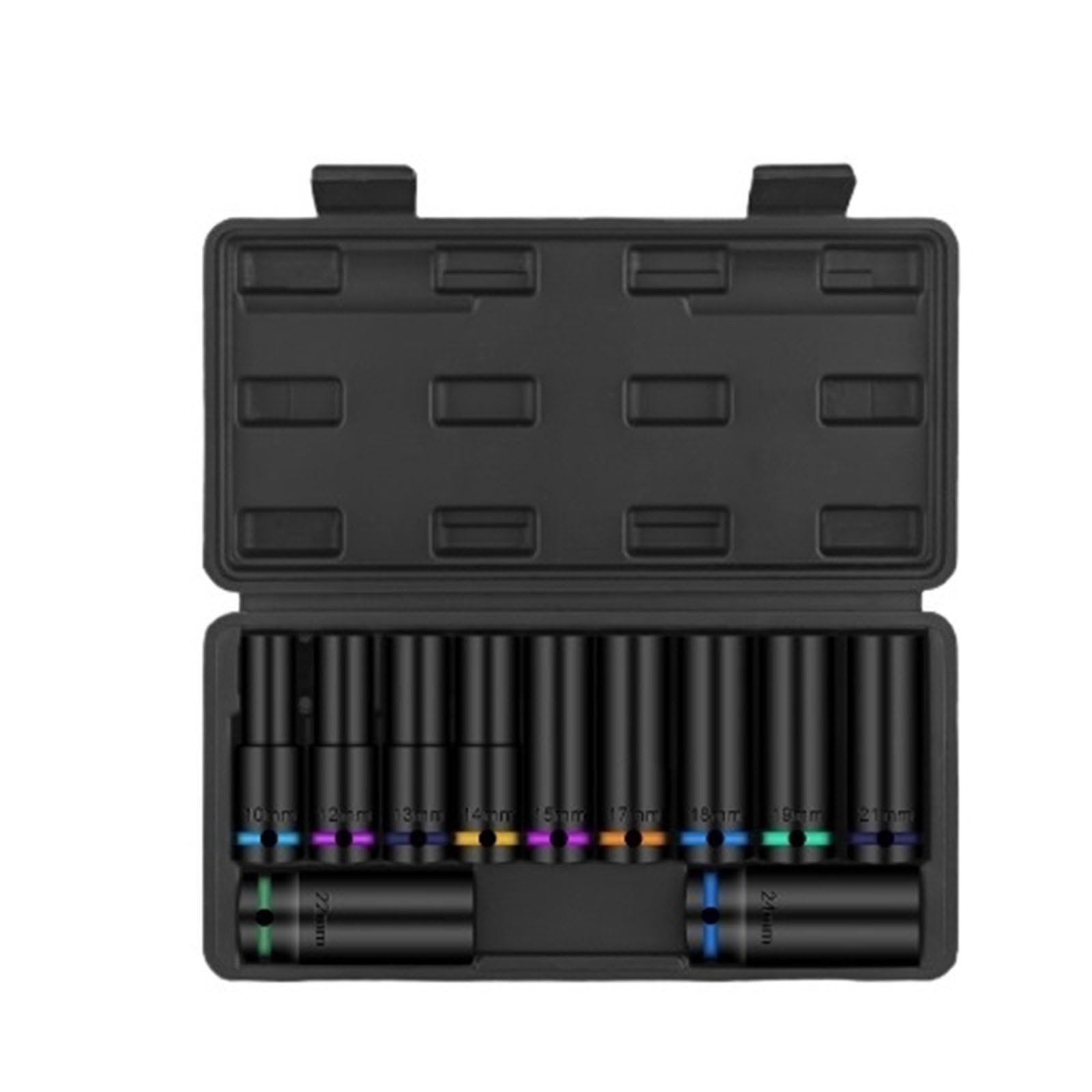 Set di bussole a percussione da 1/2" 10 pezzi 8-24 mm, bussole pneumatiche a parete spessa Para kit Set di prolunghe(Dark Red)