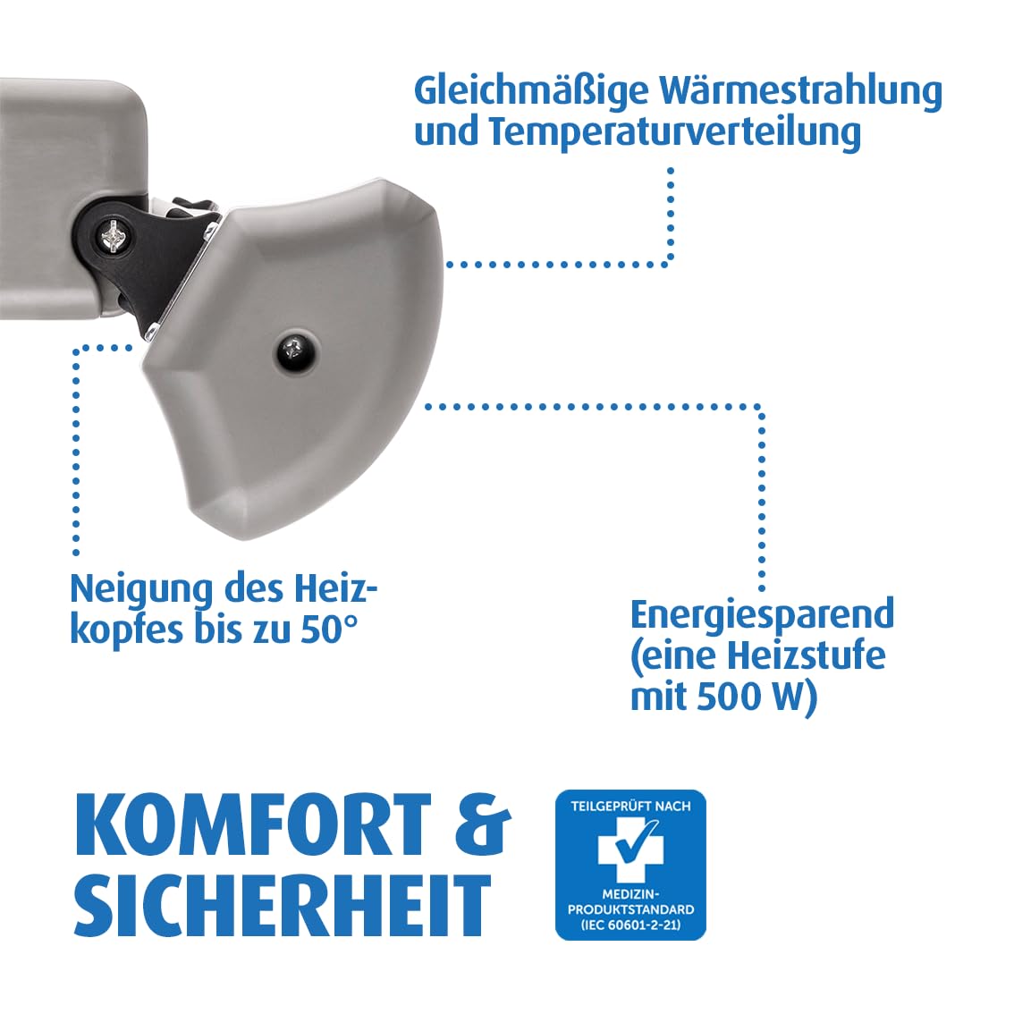 reer EasyHeat Wickeltisch-Wärmestrahler | Wand-Heizstrahler für den Wickeltisch | Wärmelampe fürs Baby | Baby Erstausstattung | 230V/500W | Weiß