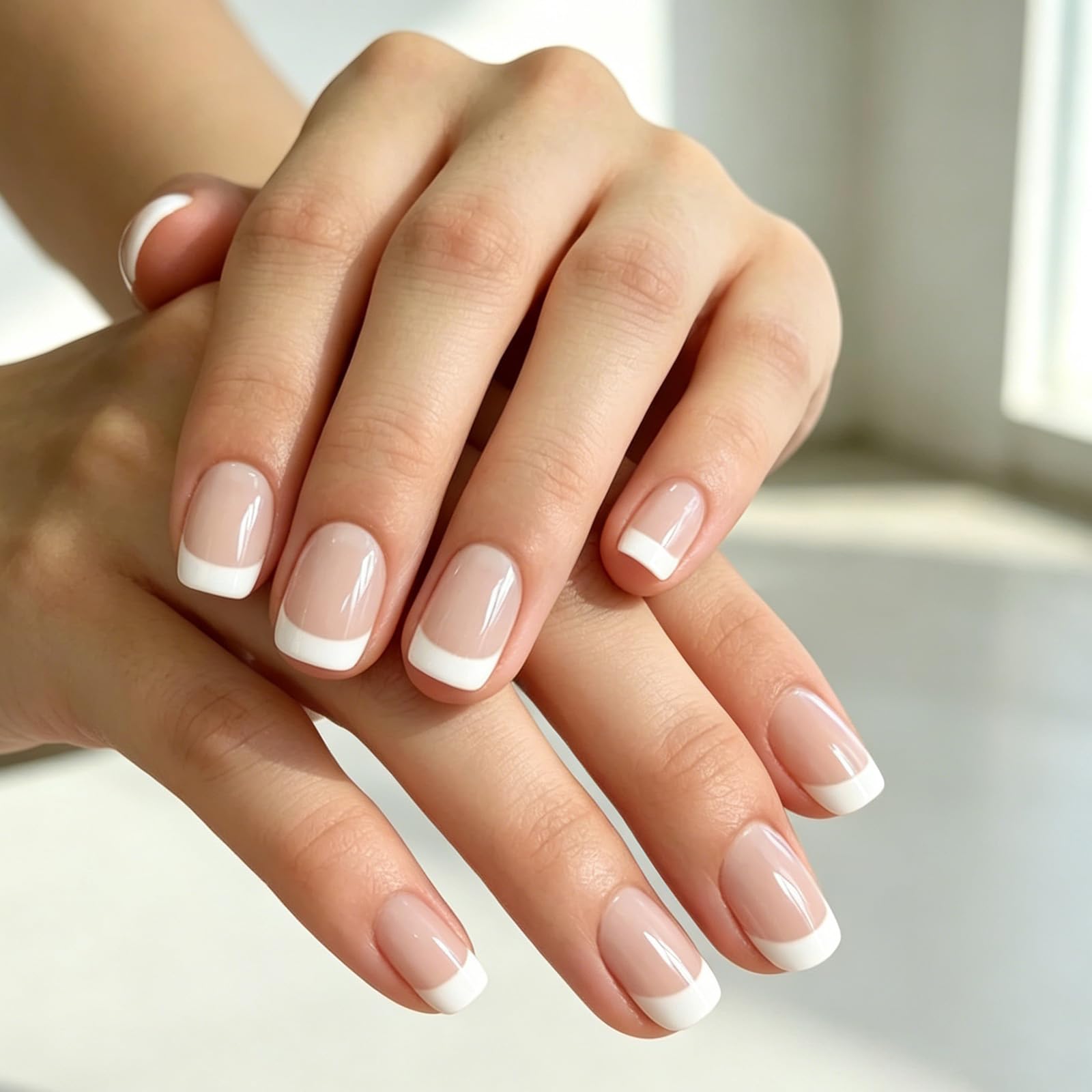Amazon.com: Coolnail Summer Short Natural Nude White French Nail
