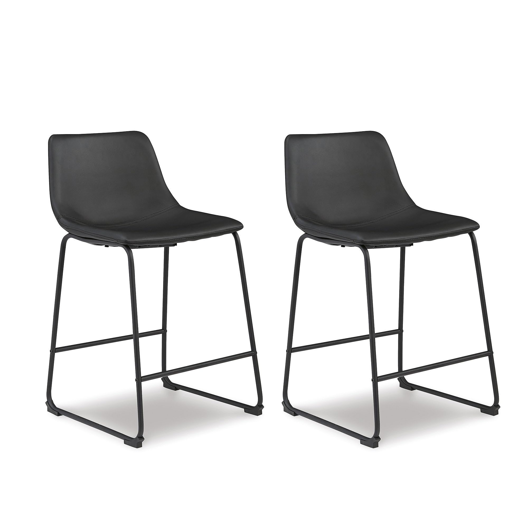 Signature Design by Ashley Centiar 24" Counter Height Modern Bucket Barstool, 2 Count, Black
