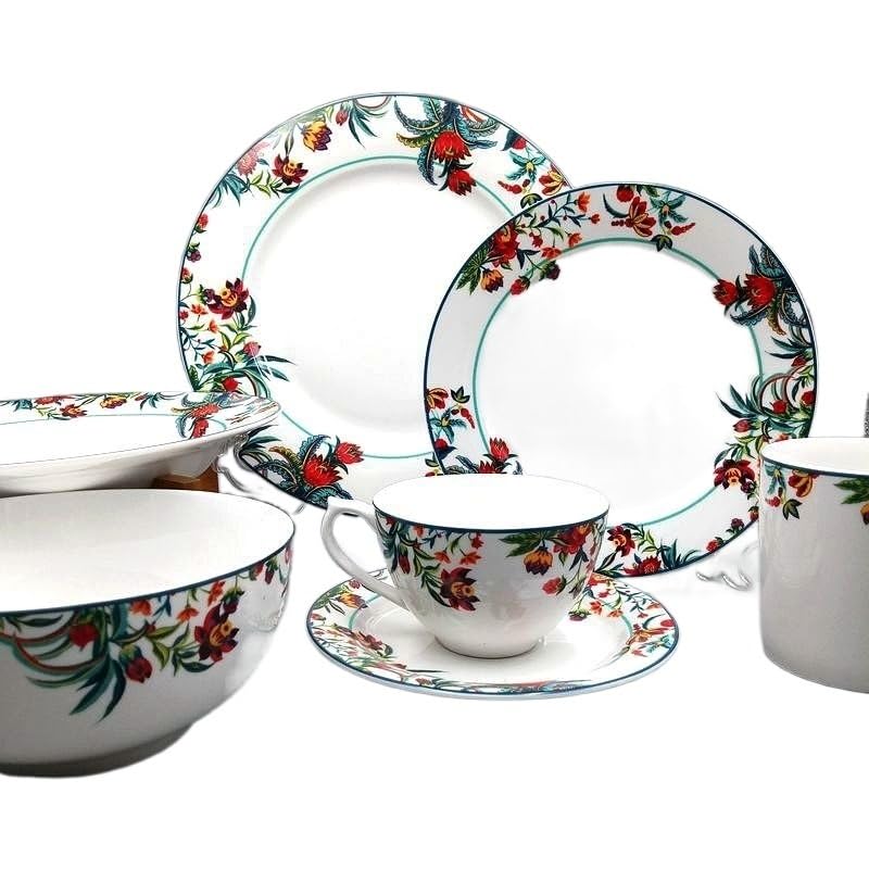 Vajilla de cerámica Estilo Europeo Estilo jardín de casa Flor vajilla de cerámica Conjunto tazón, Taza de café, Plato, Plato,Coffee Cup and Plate