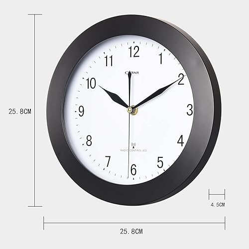 Miniatura 4 de Reloj de pared atómico, tiempo de calibración automática de EE. UU., reloj redondo de 10 pulgadas, funciona con pilas