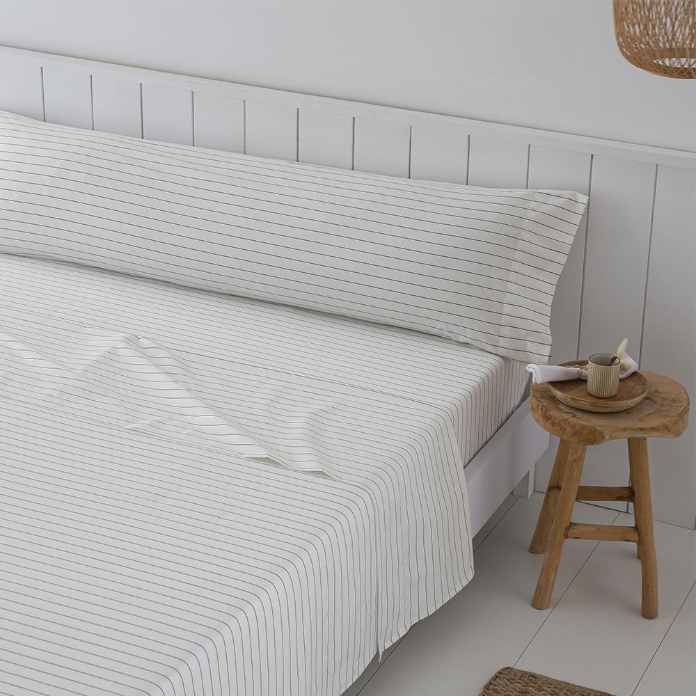 COTTON ARTean Juego sábanas Cama 135 Percal Algodón 200 Hilos Tula Beige | Incluye 3 piezas: encimera, bajera ajustable, 1 funda de almohada. Certificado OEKO-TEX
