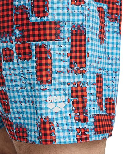 ARENA Men's Beach Boxer Allover Swim Trunk Beach Shorts, Red/Multi, X-Small4