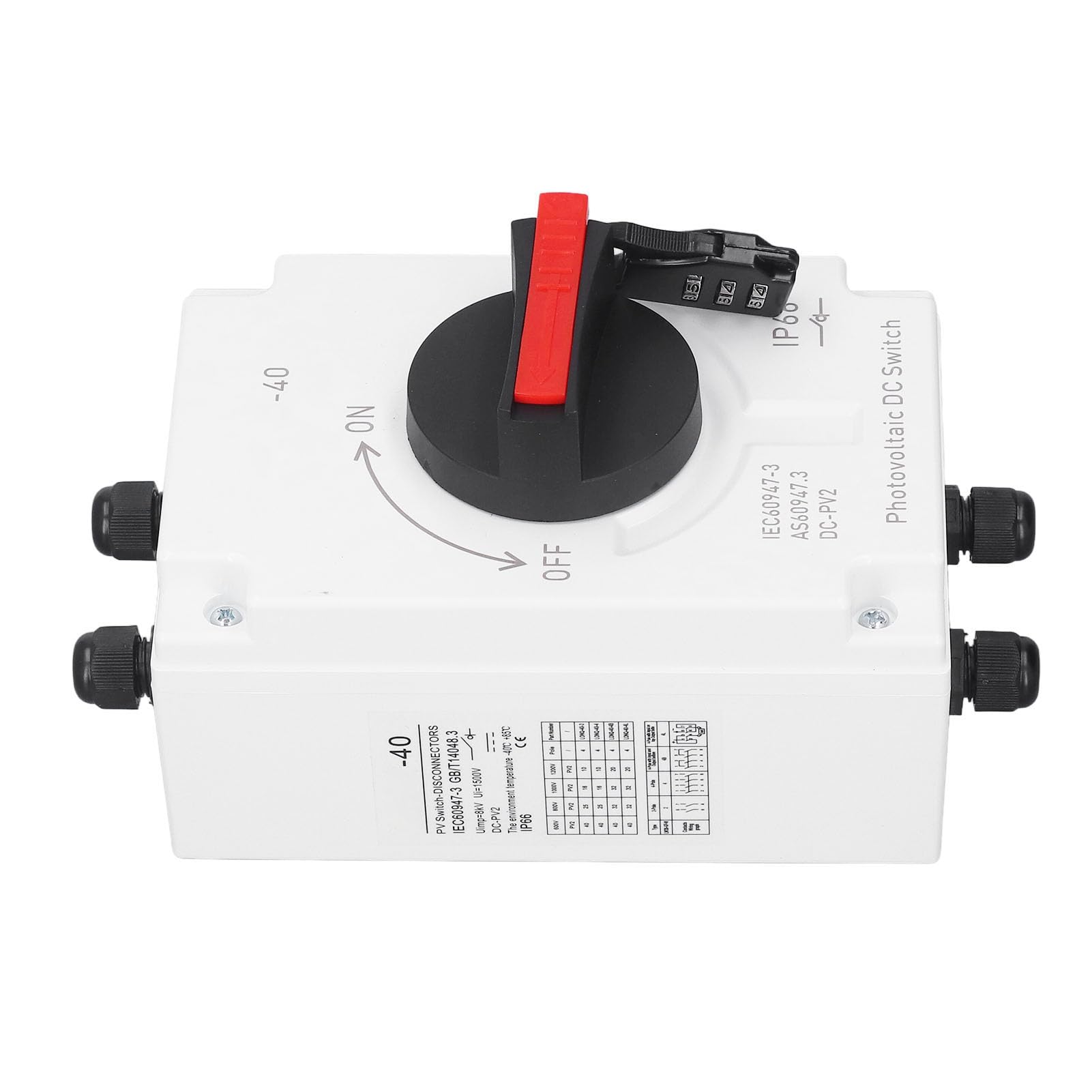 Interruttore CC Fotovoltaico DC1000V 32A, Interruttore Isolatore CC Fotovoltaico Sezionatore Isolatore IP66 Griglia di Estinzione Magnetico Impermeabile per Sistemi Solari