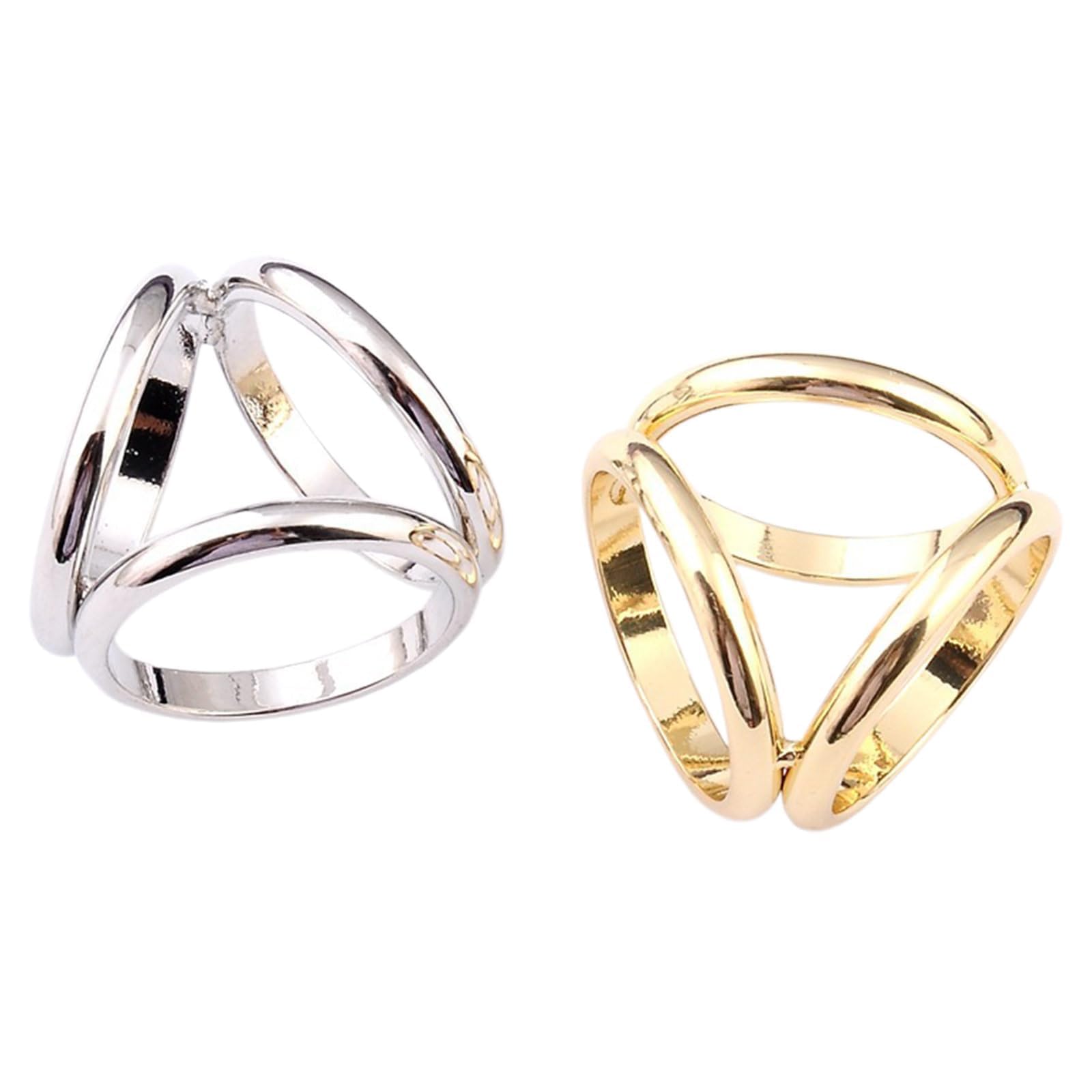 2Pcs Women Fashion Three Rings Scarf Ring Scarf Buckle Silk Scarf Clasp Clips Clothing Wrap Holder,scarf ring,silk scarf clip,three ring scarf,scarf buckle for women,scarf rings(Silver+Golden)