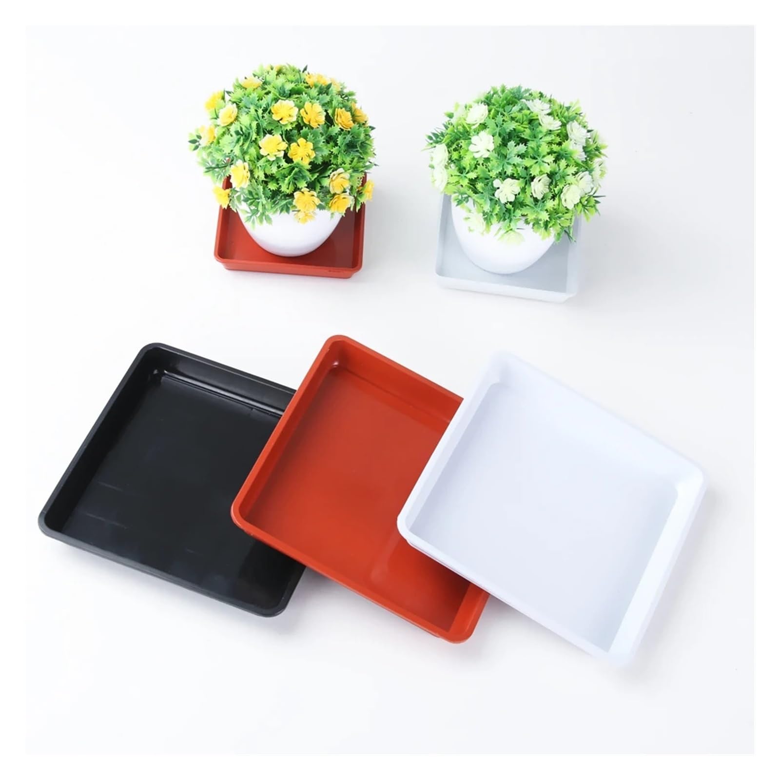 Verdes Platos Para Macetas Platillos de bandeja de plástico for interiores y exteriores, cuadrados de plástico, 5 uds., bandejas de goteo, platillo for plantas Platillos Para Plantas(Red-30x30cm)
